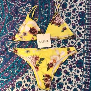 Yellow floral bathing suit NWT